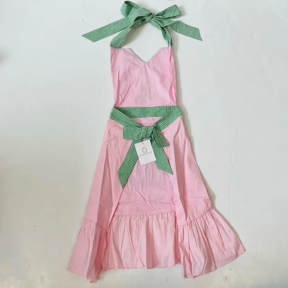 The Beaufort Bonnet Company Pink and Green Gingham Apron